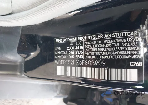 2006 Mercedes-Benz C 230 Sport from USA, damaged, VIN WDBRF52HX6F803909